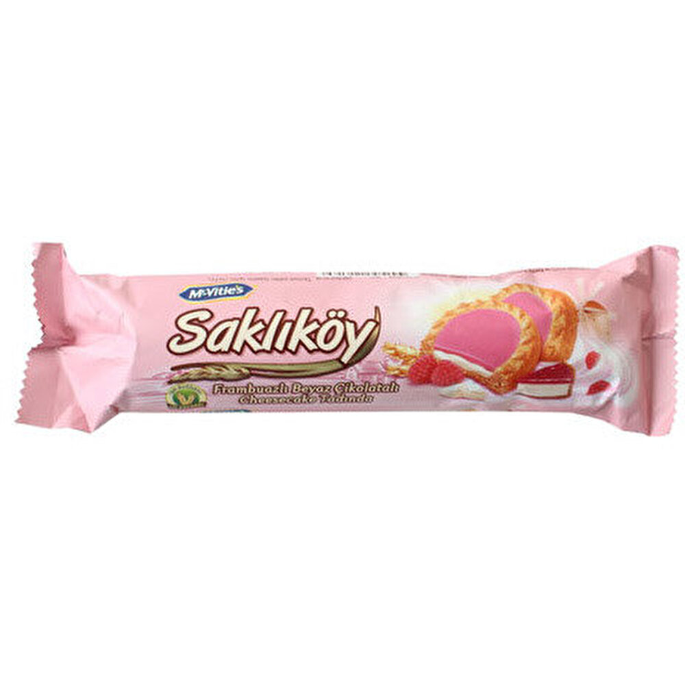 ÜLKER SAKLIKÖY FRAMBUAZ KREMALI CHEESECAKE BİSKÜVİ100G