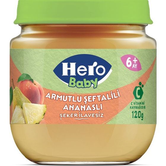 HERO BABY ARMUTLU ŞEFTALİLİ ANANASLI ŞEKER İLAVESİZ 120 GR