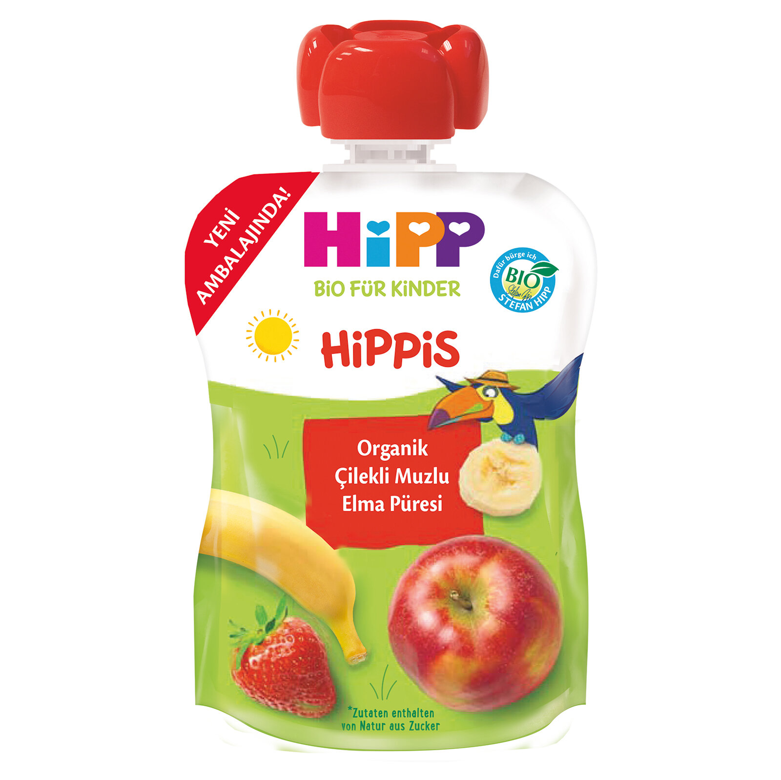 HIPP ORGANİK ÇİLEKLİ MUZLU ELMA PÜRESİ 100 GR