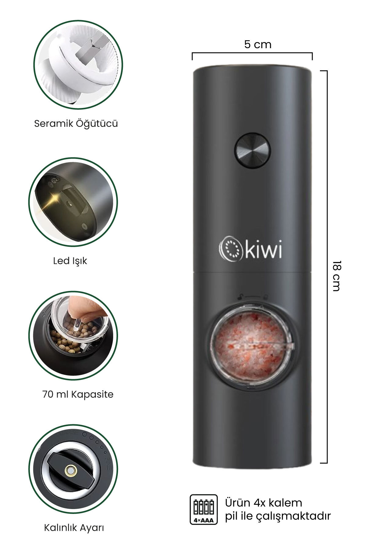 KİWİ OTOMATİK TUZ DEĞİRMENİ