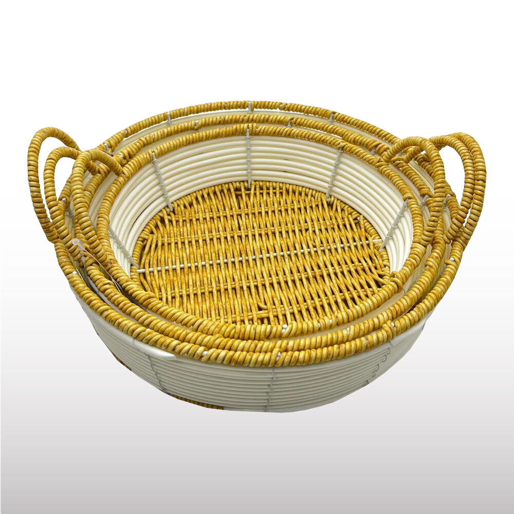 KRD HOME ÖRME KAPAKSIZ HASIR YUVARLAK SEPET 3 LÜ KRD-6094