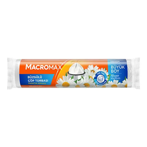 MACROMAX PAPATYA KOKULU  BÜZGÜLÜ ÇÖP TORBASI BÜYÜK BOY 10 LU PAKET