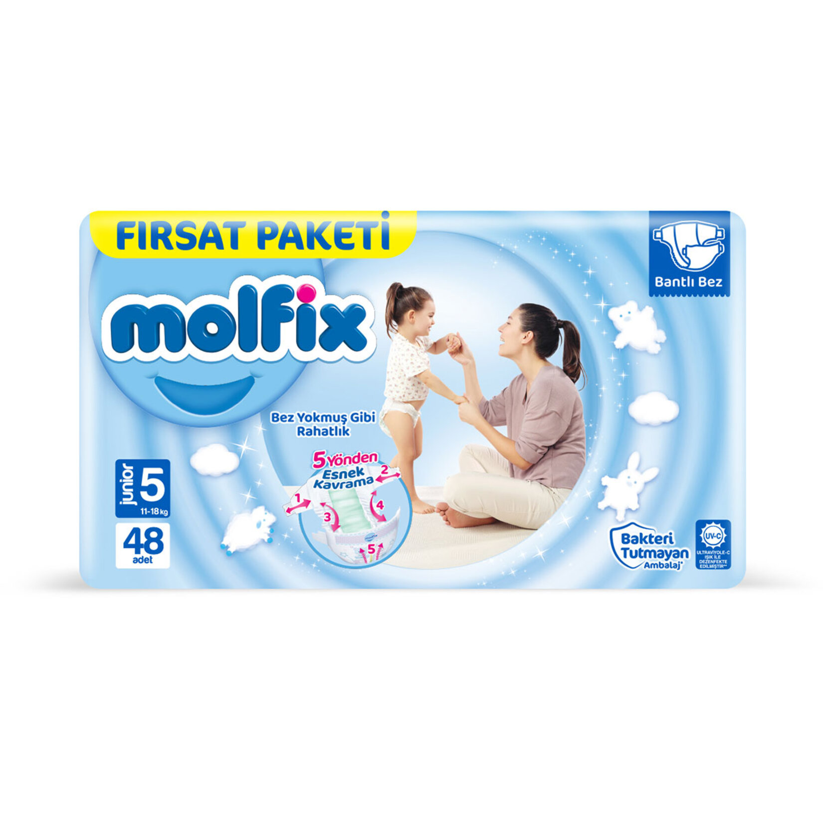 MOLFİX FIRSAT Ç.BEZİ JUNIOR 5 NO (11-18 KG) 48 ADET