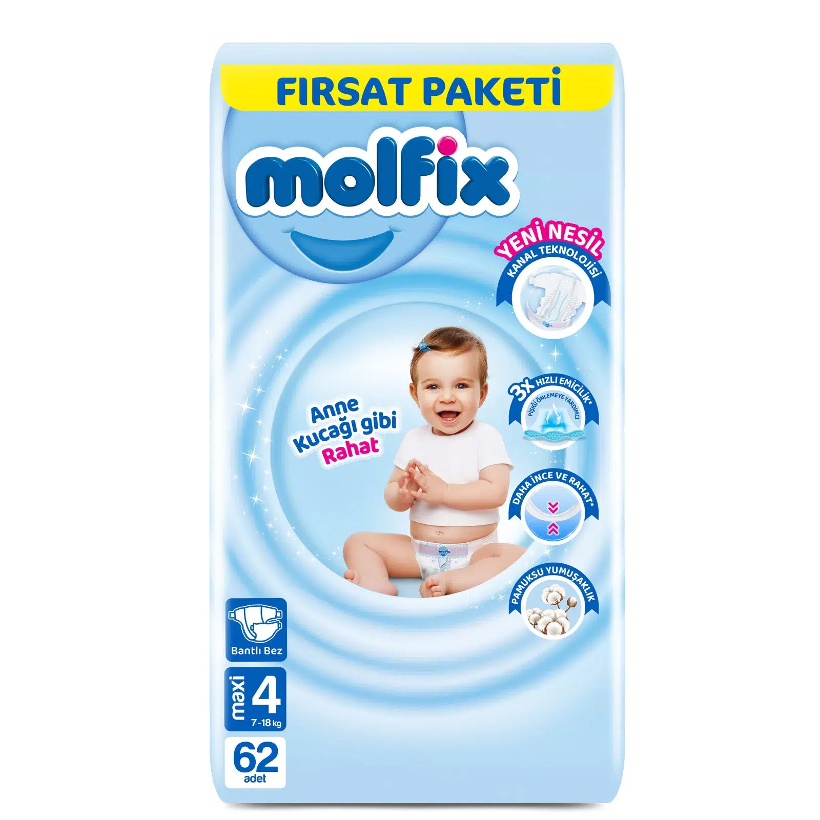 MOLFİX FIRSAT Ç.BEZİ MAXI 4 NO (7-14 KG) 62 ADET