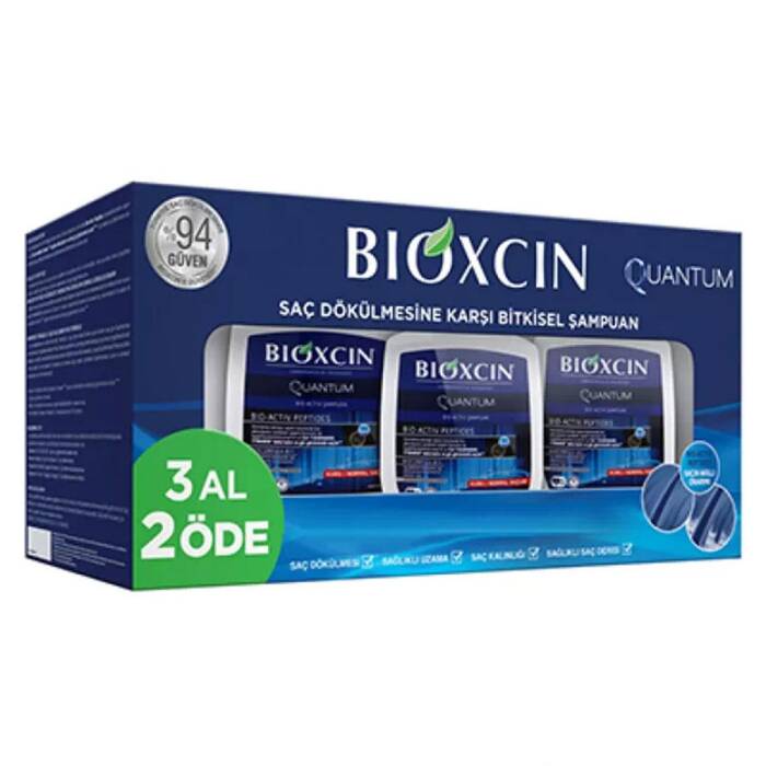BIOXCIN QUANTUM   ( KURU / NORMAL  SAÇLAR ) SAÇ DÖKÜLMELERİNE KARŞI BİTKİSEL ŞAMPUAN 3*300 ML
