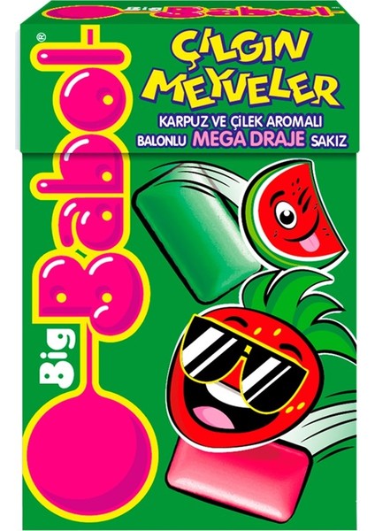 BİG BABOL ÇILGIN MEYVELER KARPUZ VE ÇİLEK AROMALI SAKIZ  36 GR