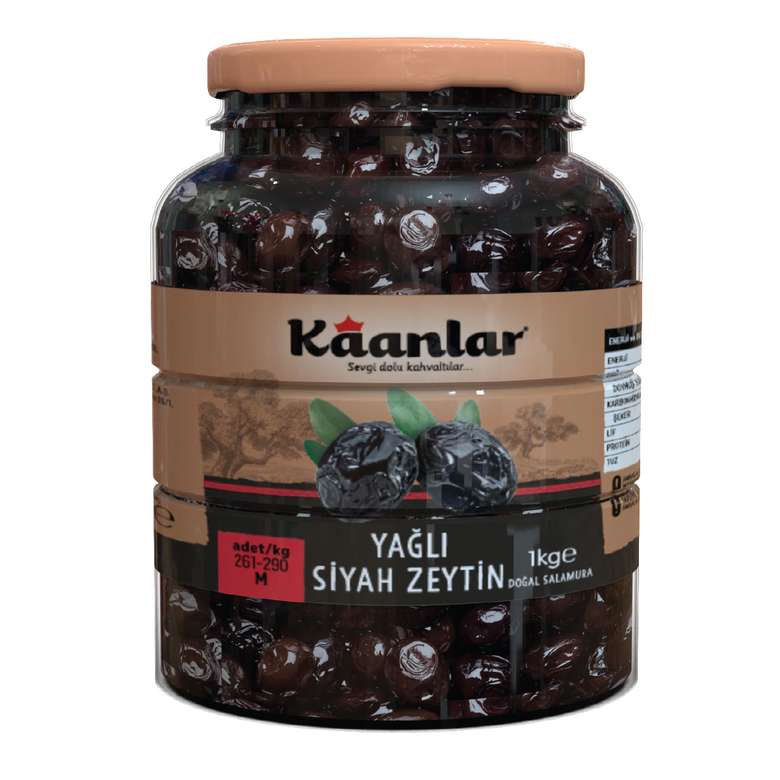 KAANLAR YAĞLI SİYAH ZEYTİN (CAM) 1KG