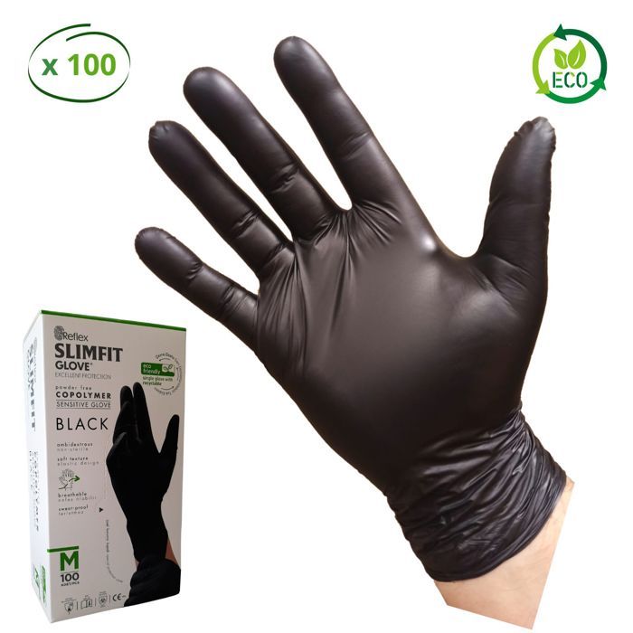 SLIMFIT GLOVE  PUDRASIZ BLACK M 100 ADET