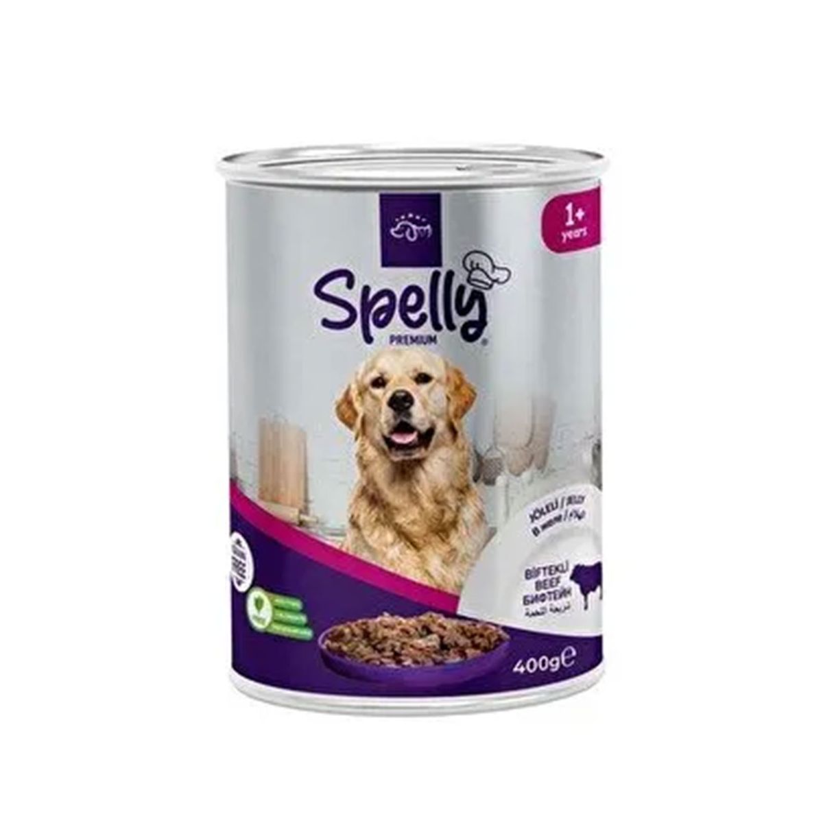SPELLY BİFTEKLİ KÖPEK MAMASI TENEKE 400 GR