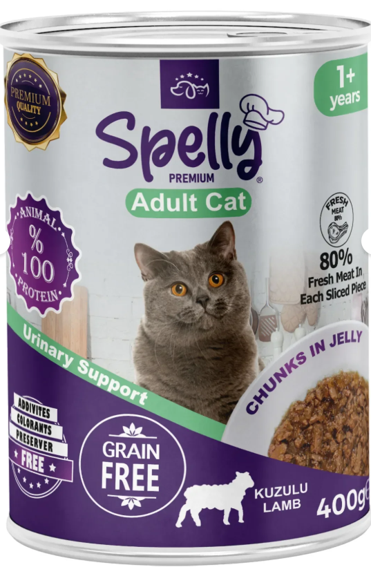 SPELLY KUZULU KEDİ MAMASI TENEKE 400 GR