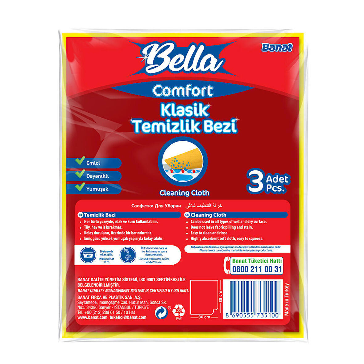 BELLA SÜPER TEMİZLİK BEZİ 3 LÜ PAKET