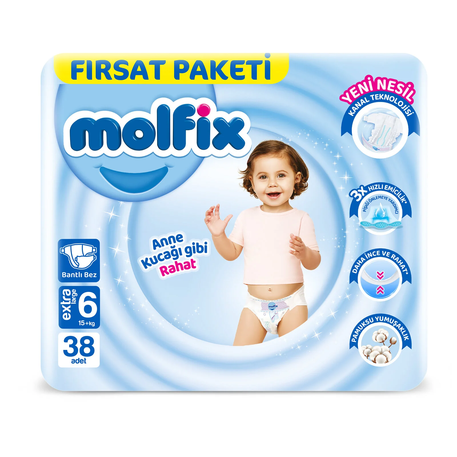 MOLFİX FIRSAT PAKETİ EXTRA LARGE 6 15+ KG 38 ADET