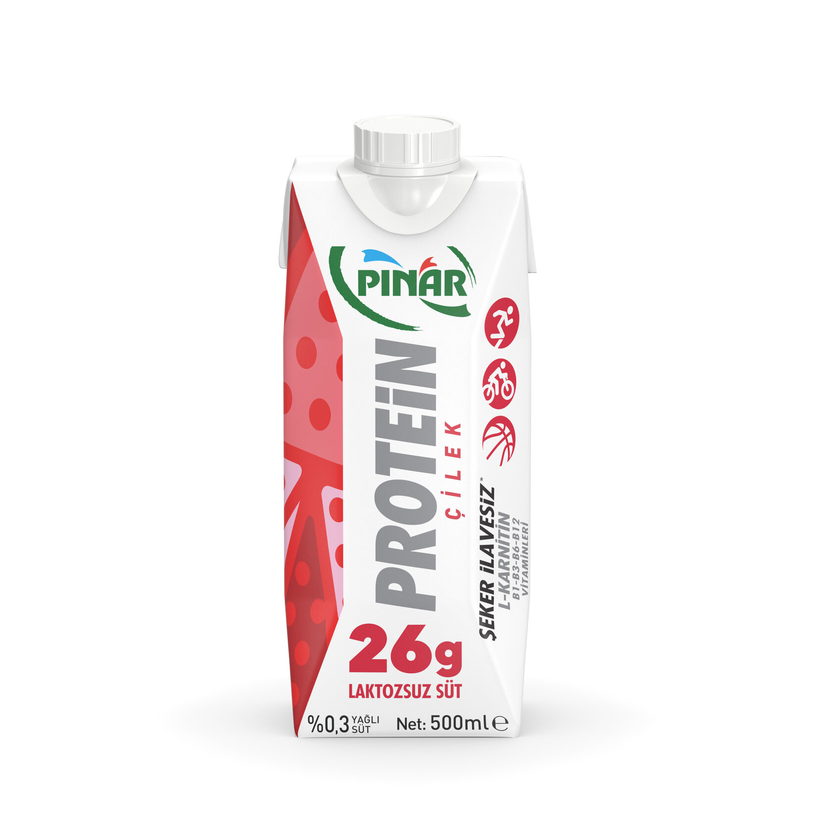 PINAR PROTEİN ÇİLEKLİ SÜT %3 YAĞLI 500 ML