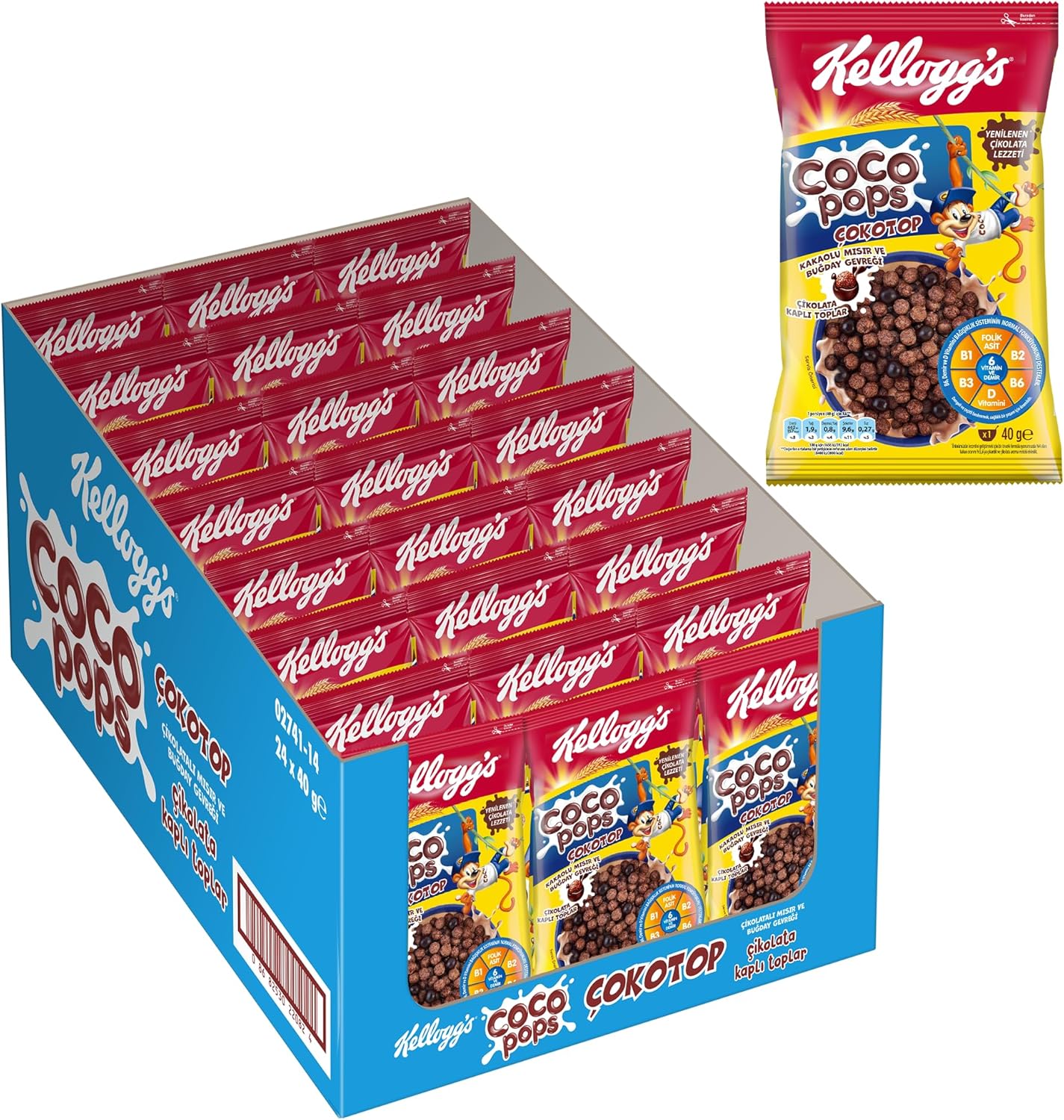KELLOGS COCO POPS KAKAOLU MISIR VE BUĞDAY GEVREĞİ 40 GR