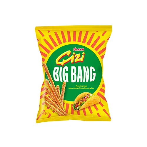 ÜLKER ÇİZİ BIG BANG TACO AROMALI MISIR PARÇACIKLI  ÇUBUK KRAKER 50 GR