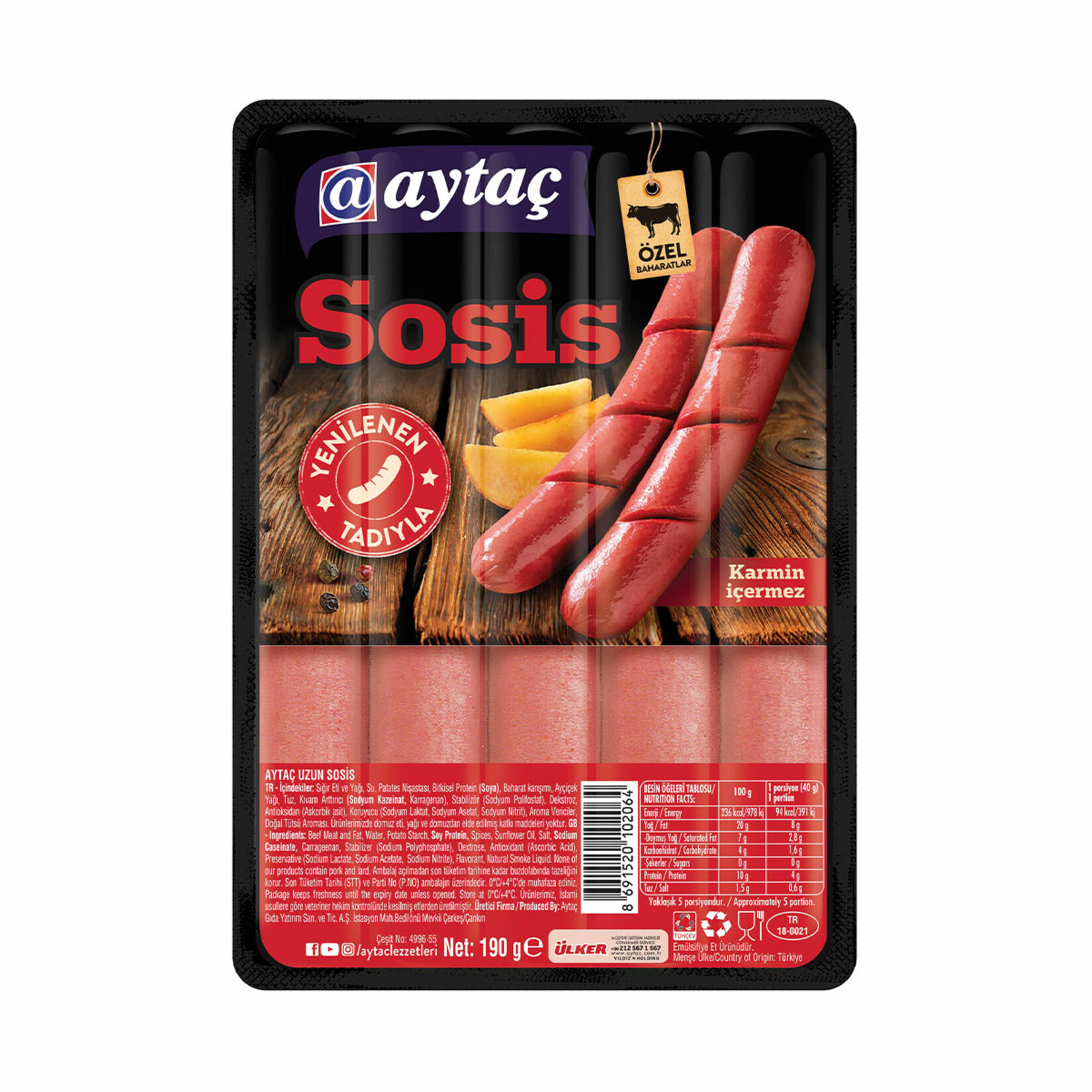 AYTAÇ DANA  SOYULMUŞ SOSİS 240 GR