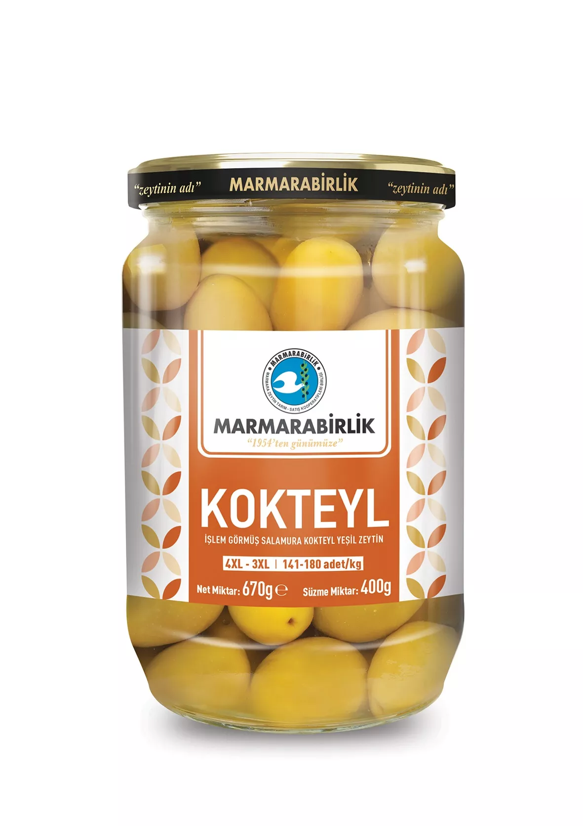 MARMARABİRLİK KOKTEYL YEŞİL ZEYTİN 400 G