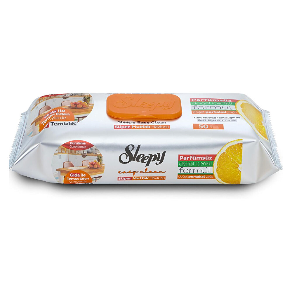 SLEPPY PARFÜMSÜZ PORTAKAL YAĞLI TEMİZLİK HAVLUSU 50 ADET