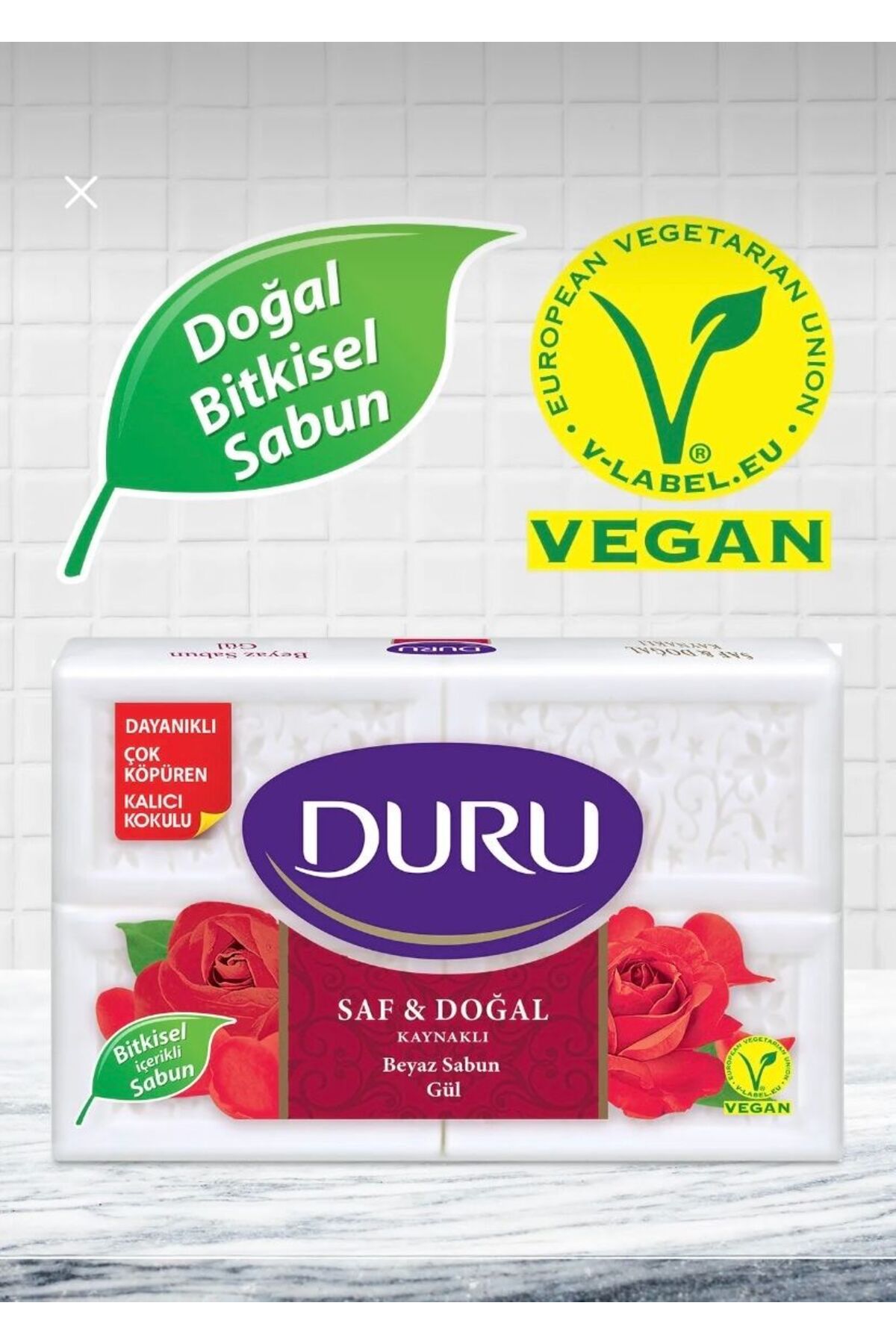 DURU SAF & DOĞAL GÜL KOKULU BEYAZ SABUN  150 GR