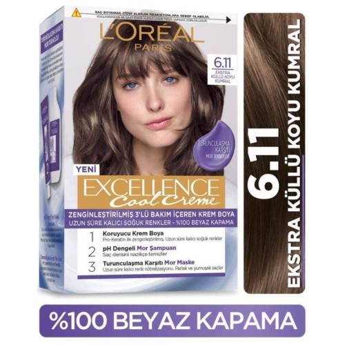 LOREAL PARİS 6.11 EKSTRA KÜLLÜ KOYU KUMRAL SAÇ BOYASI 
