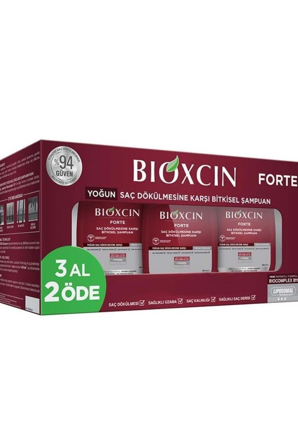 BIOXCIN FORTE ( TÜM  SAÇLAR ) SAÇ DÖKÜLMELERİNE KARŞI BİTKİSEL ŞAMPUAN 3*300 ML