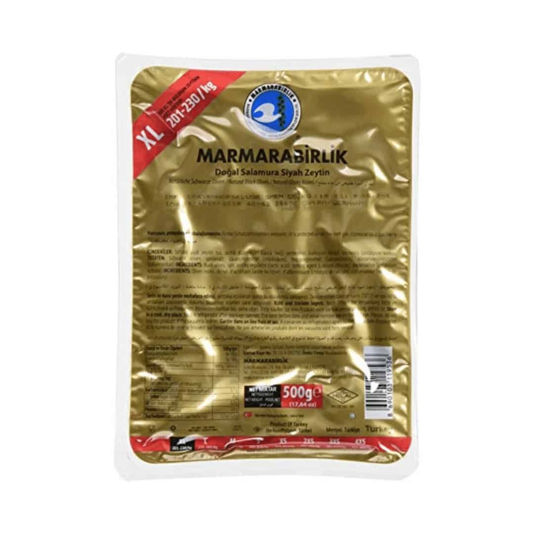 MARMARABİRLİK DOĞAL SALAMURA SİYAH ZEYTİN XL 500 GR