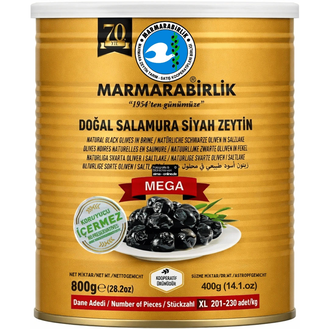 MARMARABİRLİK SALAMURA SİYAH ZEYTİN(XL) 800G