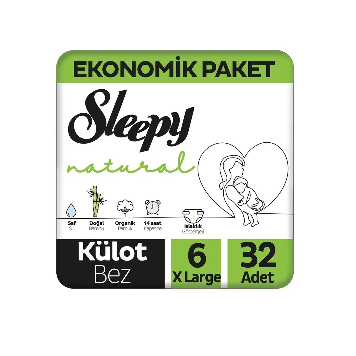 SLEEPY NATURAL  6 XLARGE  BEBEK BEZİ 32 ADET